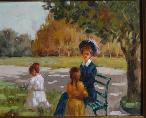 Tableau ancien huile portrait - huile,