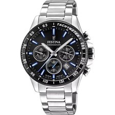 Montre chronographe Festina Timeless F205605 Homme Cadran noir et bleu 45 mm