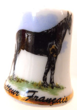 DE A COUDRE THIMBLE PORCELAINE - CHEVAL - TROTTEUR FRANCAIS