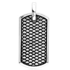 Python Reptile Texture Dog Tag Pendant in Sterling Silver, 33mm