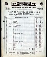 PARIS (III°) FOURNITURES pour MACHINE à COUDRE UNIC "Ch. DESPLACES" Tarifs 1930