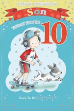Today You're 10 Little Boy with Skateboard Design Son carte d'anniversaire