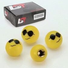 4X Bouchons De Valve En Aluminium Pour Audi A3 A5 A7 Emoji Smiley Cool Jaune