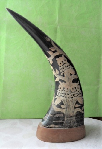 Corne sculptée décorée - corne,