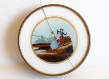 SUPERBE BOITE A BONBON DEBUT XIXe, PEINTURE SOUS VERRE, SCENE GALANTE ROMANTIQUE