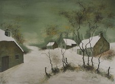 Bernard CHAROY : Paysage enneigé - Lithographie originale signée