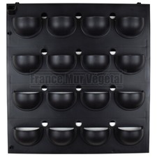 Kit Mur Végétal Intérieur Flowall Noir 42x40cm 16 pots S (support de culture)