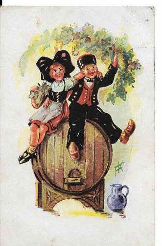 Cpa enfants tonneau - cpa,