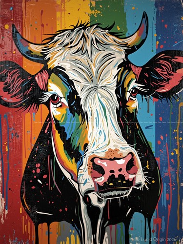 Photo vache pop art coloree - photo,