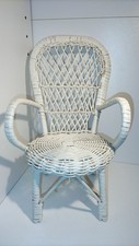 Chaise de poupée Osier peint blanc Années 80