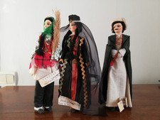 Poupée folklorique régionale Iran trio étiquette doll vintage