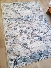 Tapis léger bleu à motif abstrait, antidérapant, lavable machine. 118 x 170 Neuf