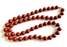 COLLIER VINTAGE perle couleur rouge brique NEUF 60cm