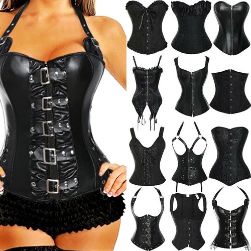 Women black steampunk corset - women,