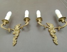 Ancienne Paire Appliques Bronze Louis XV Baroque Rocaille