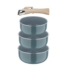 - Set 4 Pcs Casseroles en Alu pressé recyclé avec manche amovible - Revêtemen...