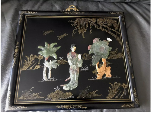 Tableau chinois bois laque - tableau,