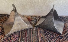 RARE paire d'étriers en fer forgé damasquiné laiton et argent  18 /19 ème Maroc