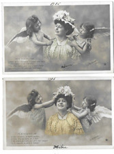 2 CPA carte postale ancienne jeunes filles au bonnet pour la  Ste Catherine ange