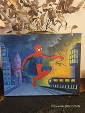 TABLEAU PEINTURE TOILE COMICS PORTRAIT STREET SPIDERMAN ART ORIGNAL SIGNÉ 
