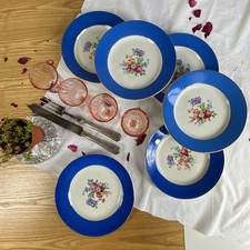 6 assiettes plates faïence