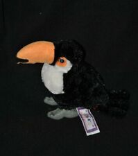 Peluche doudou oiseau toucan KUSCHELWUSCHEL noir blanc orange 17 cm TTBE