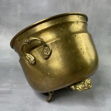 Cache pot / jardinière en laiton patiné tripode élégant Haut.~14cm