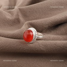 Argent Sterling Naturel Cornaline Femme Artisant Solitaire Promesse Bague Bijoux