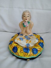 Boite à poudre Ou  bonbonnière porcelaine Aladin Femme Art Déco 
