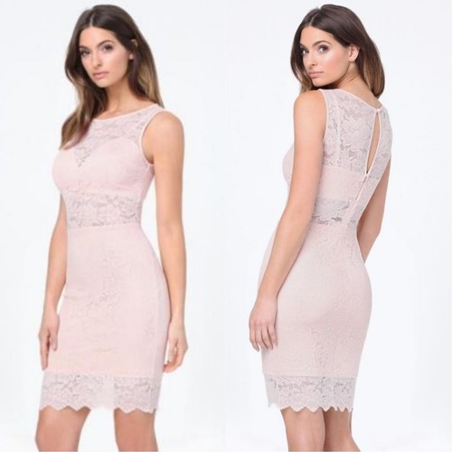 Bebe pale blush lace midi - bebe,
