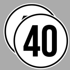 2 STICKERS VITESSE LIMITE 40KM/H REMORQUE TRACTEUR ENGIN GRUE VAN BUS 20cm VA067