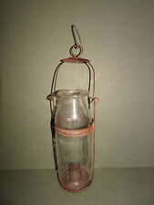 Rare photophore ancien en fer blanc et verre soufflé.XIX°.ART POPULAIRE.Bougeoir