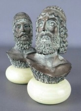 RARE BELLES STATUES BUSTES POUDRE MARBRE PATINÉES BRONZE SIGNÉES SOCLE EN ONYX