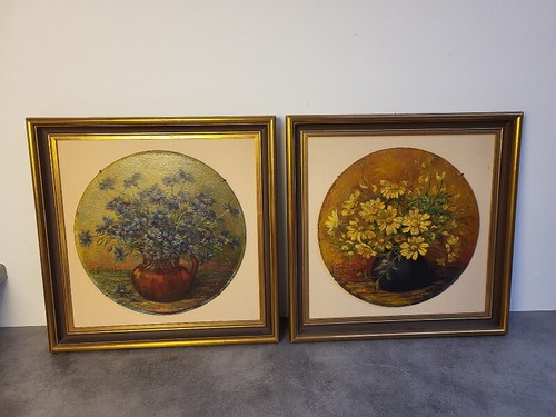 Paire tableaux huile sur - de,