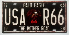 PLAQUE DE VOITURE- ROUTE 66 -BALD EAGLE  -NEUVE  DECO USA