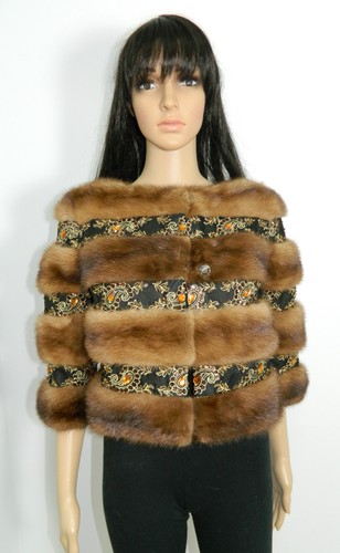 Brown mink fur bolero - brown,