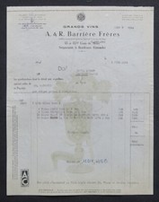 Facture BORDEAUX 1954 BARRIERE GRANDS VINS   illustrée 91