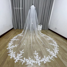 Voile De Mariée En Dentelle Douce, 3M, Blanc Ivoire, Avec Peigne, Accessoires De