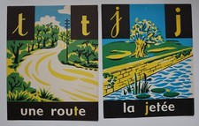 lot de deux affichettes scolaires Poucet Rossignol méthode lecture Charlot Géron