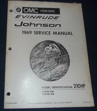 1969 Omc Johnson Evinrude 210HP Hors-Bord Moteur Service Réparation Livre Manuel