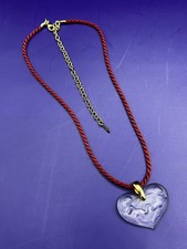 Collier Lalique Vintage Pendentif Coeur Givré Gravé Petits Anges