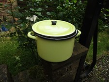 ancien faitout marmite vintage émaillé  jaune