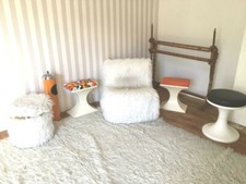 Vintage annėe 70 tabouret chauffeuse cendrier couvre lit tabouret de coiffeuse 