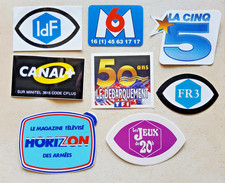 Lot 8 autocollants La Cinq FR3 TF1  M6 chaîne TV télévision vintage média Télé