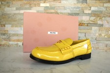 Miu Eu 41 Mocassins, Chaussures Basses Cuir Verni Jaune Sole Neuf Autrefois