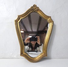 Miroir ancien style Louis XV – Cadre bois doré sculpté perlé vintage