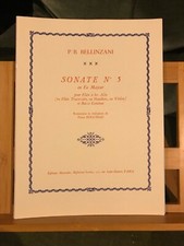 P. B. Bellinzani Sonate n°5 en Fa pour flûte basse continue partition Leduc