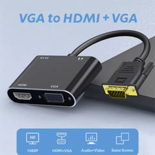 Adaptateur VGA vers HDMI/VGA | Dual Display PC TV Audio USB Sortie Double Écran