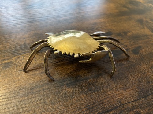 Vintage brass crab trinket - crab, box