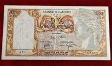 Billet de 10 Nouveaux Francs Banque de l’Algérie  25/11/1960
